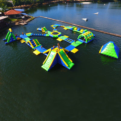 PVC Tarpaulin 0.9mm Water Jump Park Floating Trampoline Games TUV Certification